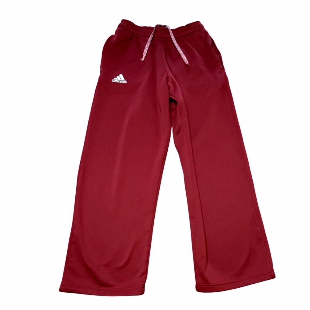 Adidas Climawarm Maroon Fleece Lined Wide Leg Sweatpants Mens S‎ Zipper Pockets